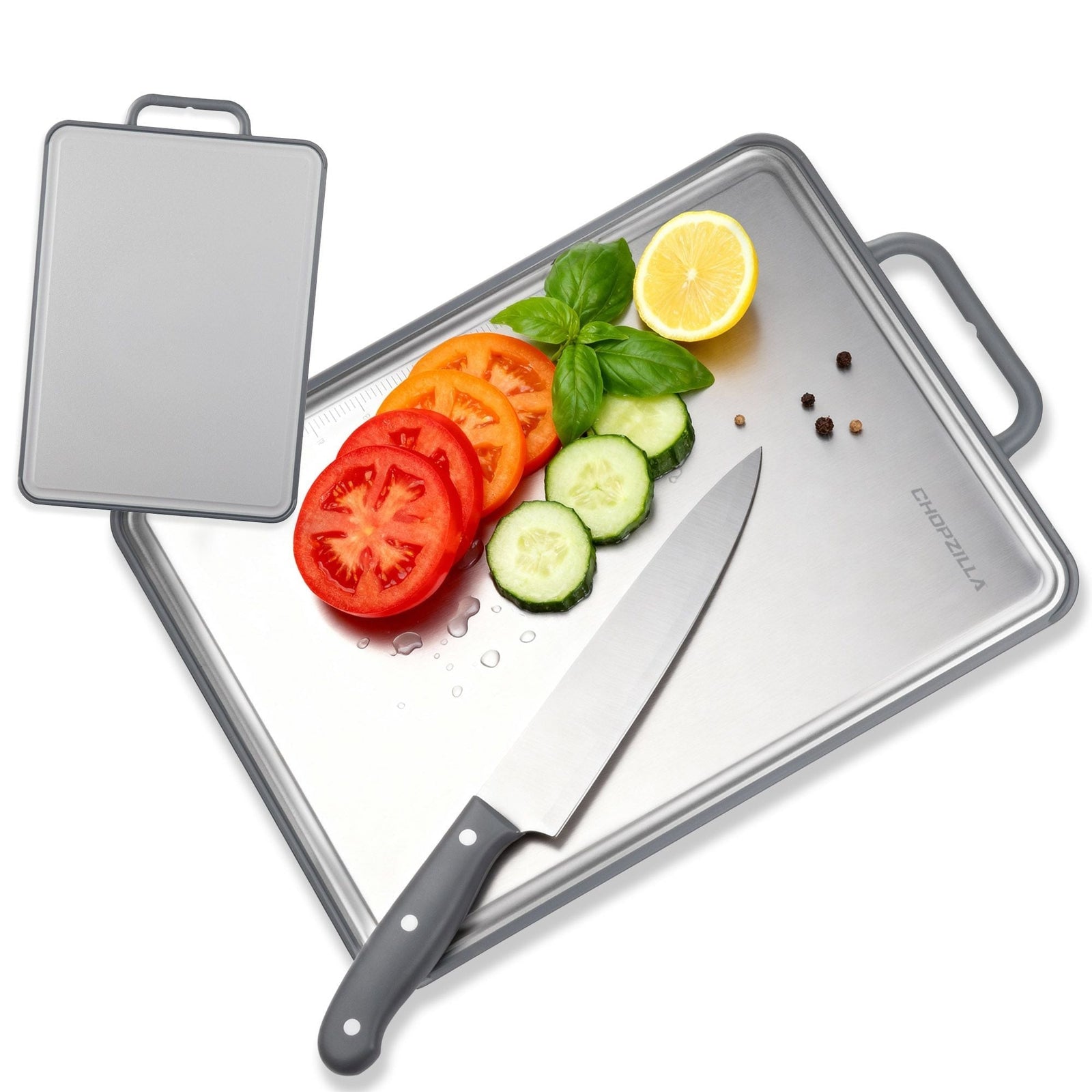 Chopzilla Titanium Dual Sided Cutting Board with Handle, Non-Slip, 15.7-in Y3J4 - product image 1