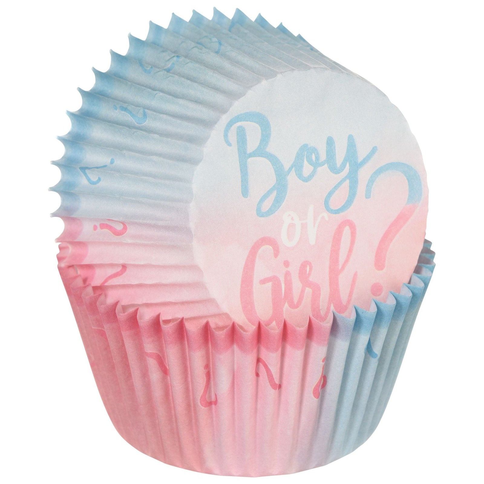 or Girl?" Baking Cups, Blue/Pink, 2-in, 75-pk, for Gender Reveal A8O5 - product image 1