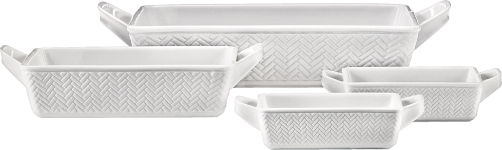 Stoneware Bakeware Set, White, Assorted Sizes, 4-pc T1N2 - product image 1