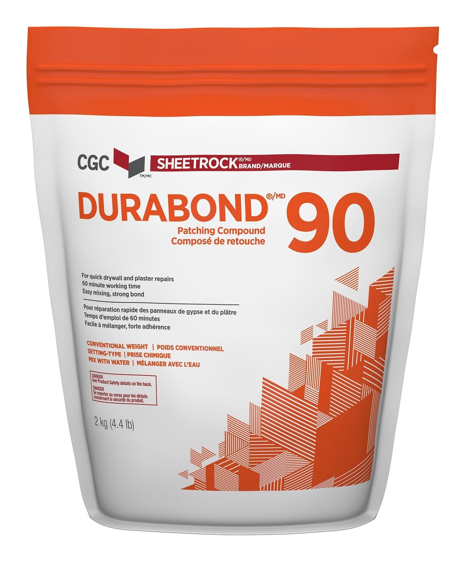 Sheetrock Durabond 90 Minute Drywall & Plaster Repair Compound, Easy-Mix, White, 2-kg U3D3 - product image 1