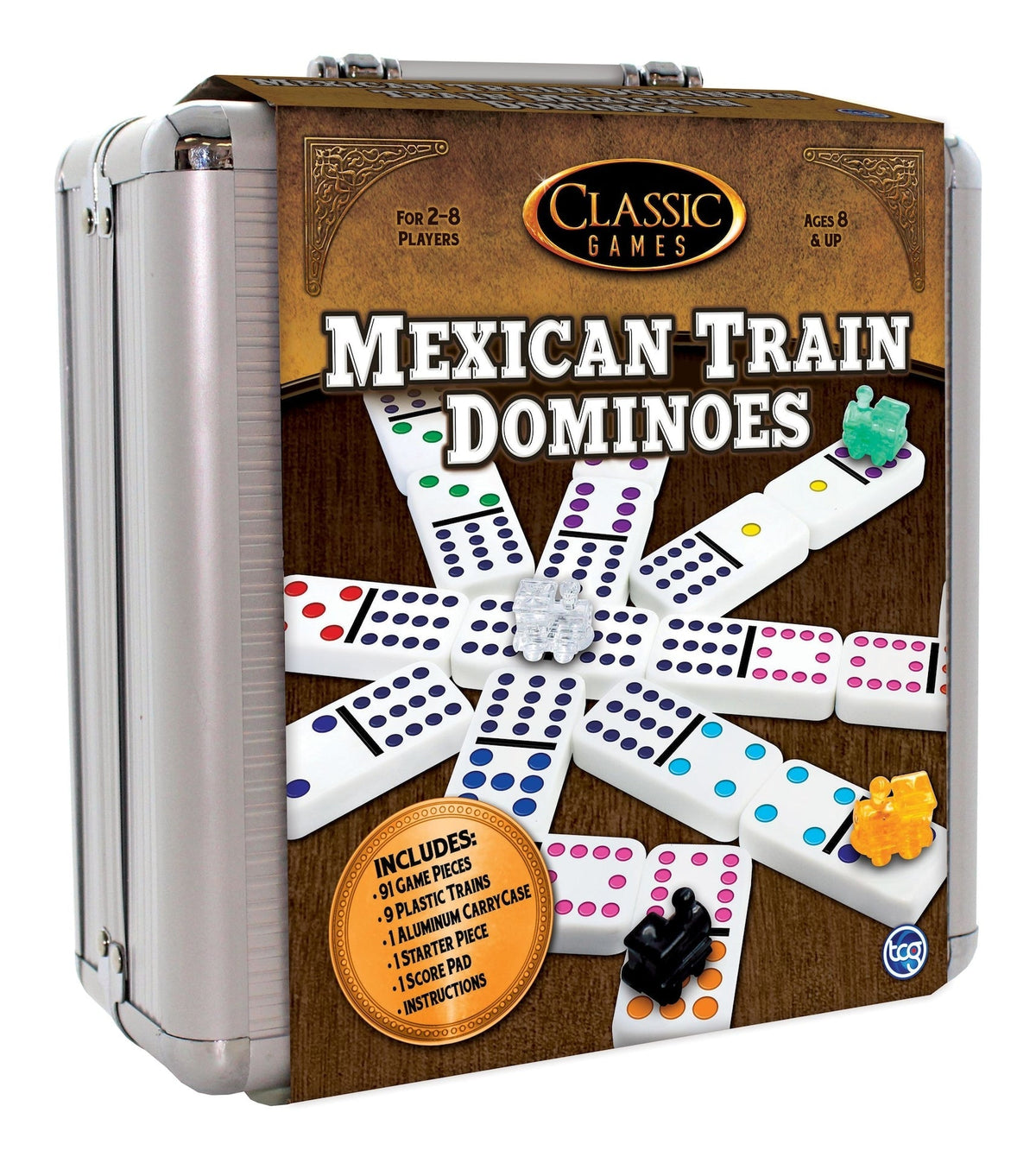 Classic Games Mexican Train Dominos Game Set In Aluminum Carrying Case, Ages 8+ L6C0 - product image 1