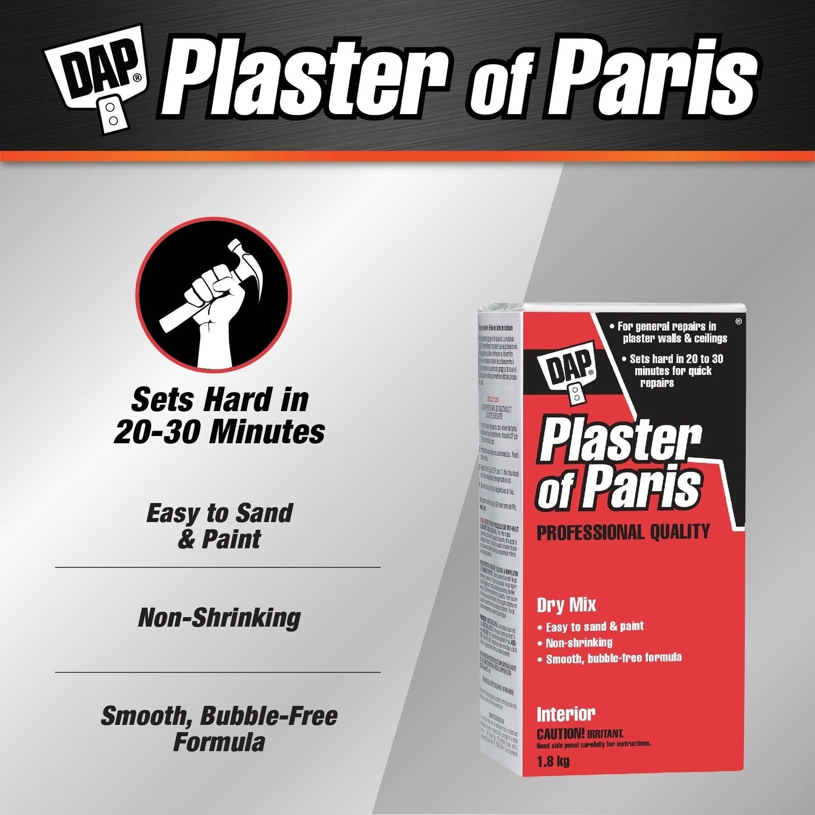 Plaster Of Paris Professional Dry Mix Plaster For Indoor Wall & Ceiling Repairs, 1.8-kg C6K1 - product image 3