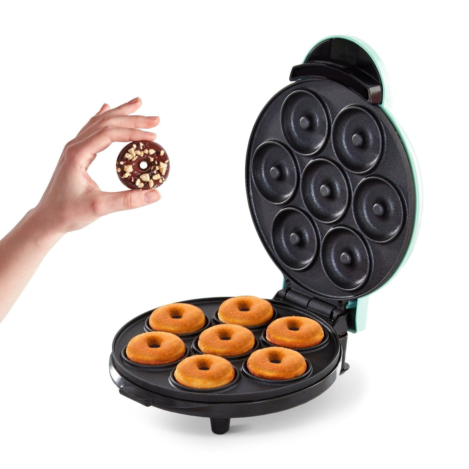 Express Mini Compact Electric Donut Maker, Non-Stick Surface, Aqua L6O8 - product image 3
