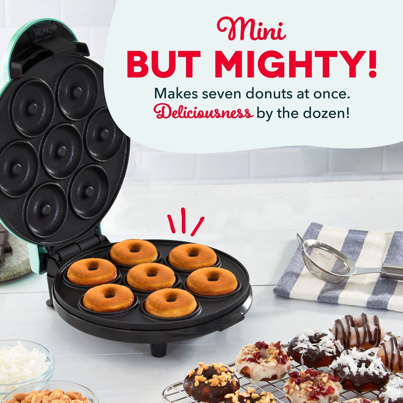 Express Mini Compact Electric Donut Maker, Non-Stick Surface, Aqua L6O8 - product image 6