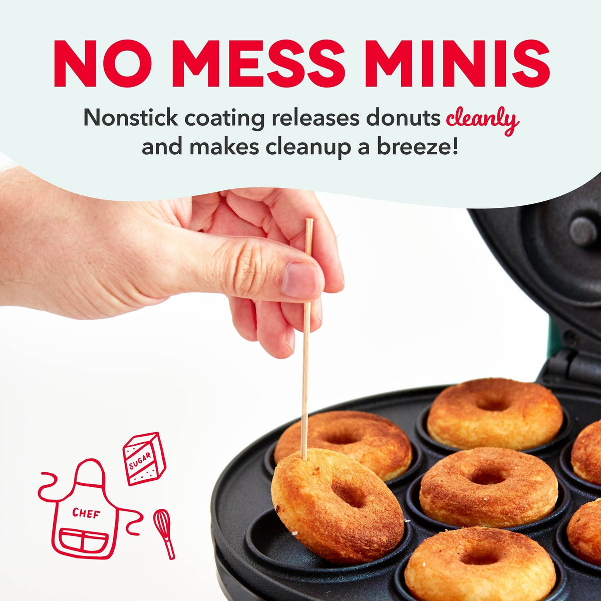 Express Mini Compact Electric Donut Maker, Non-Stick Surface, Aqua L6O8 - product image 7
