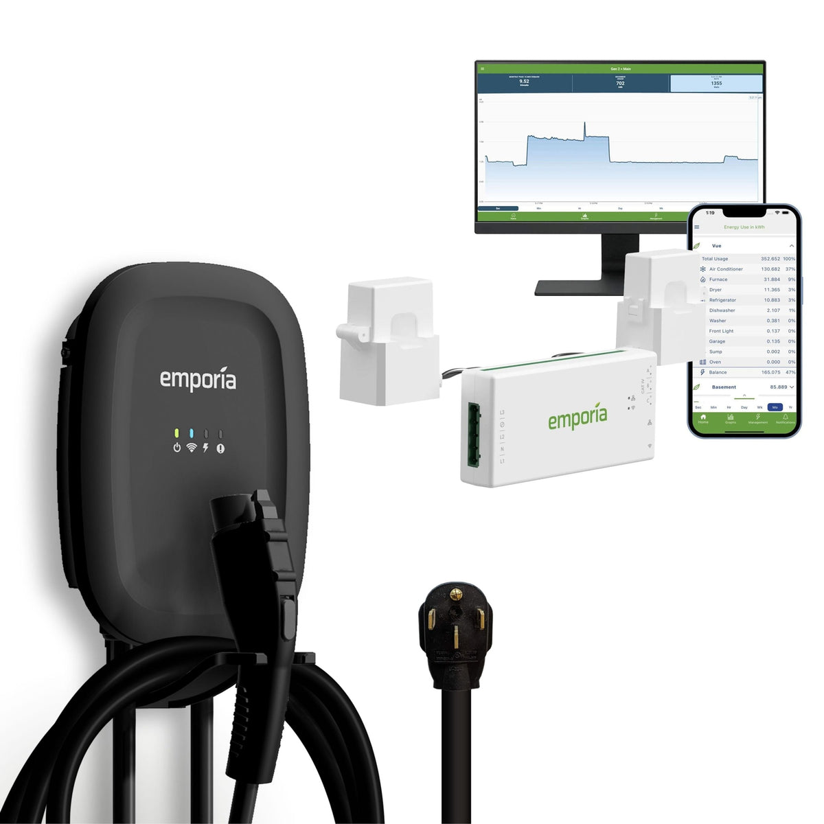 40A Wi-Fi Level 2 NEMA 14-50 J1772 EV Charger with Load Management U2T1 - product image 1