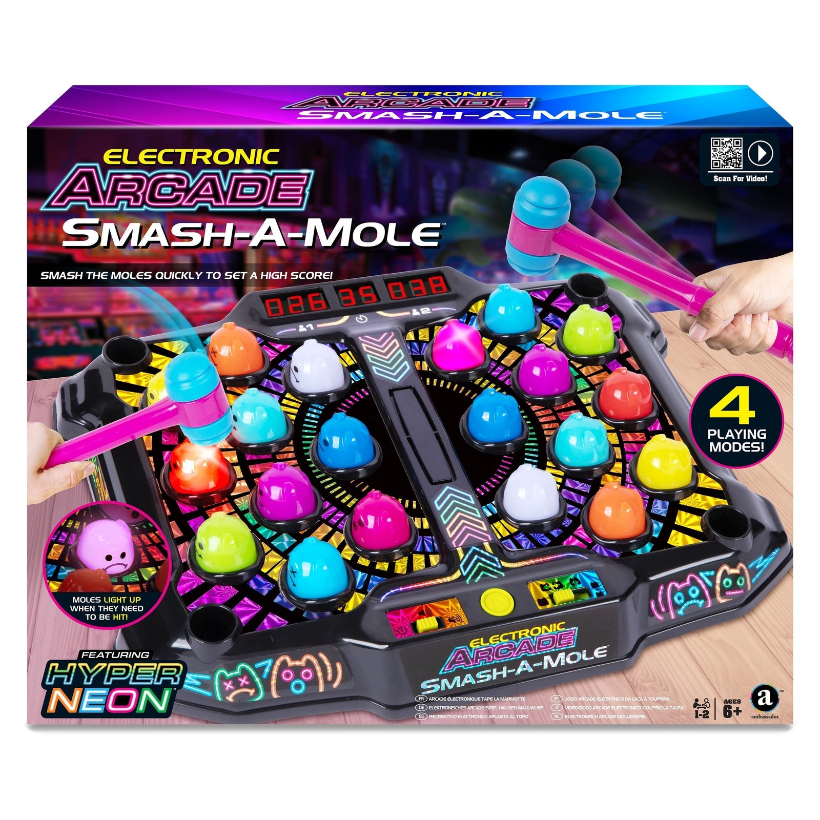GAME Hyper Neon Series Whack A Mole Electronic Arcade for Ages 6+ A3S6 - product image 1