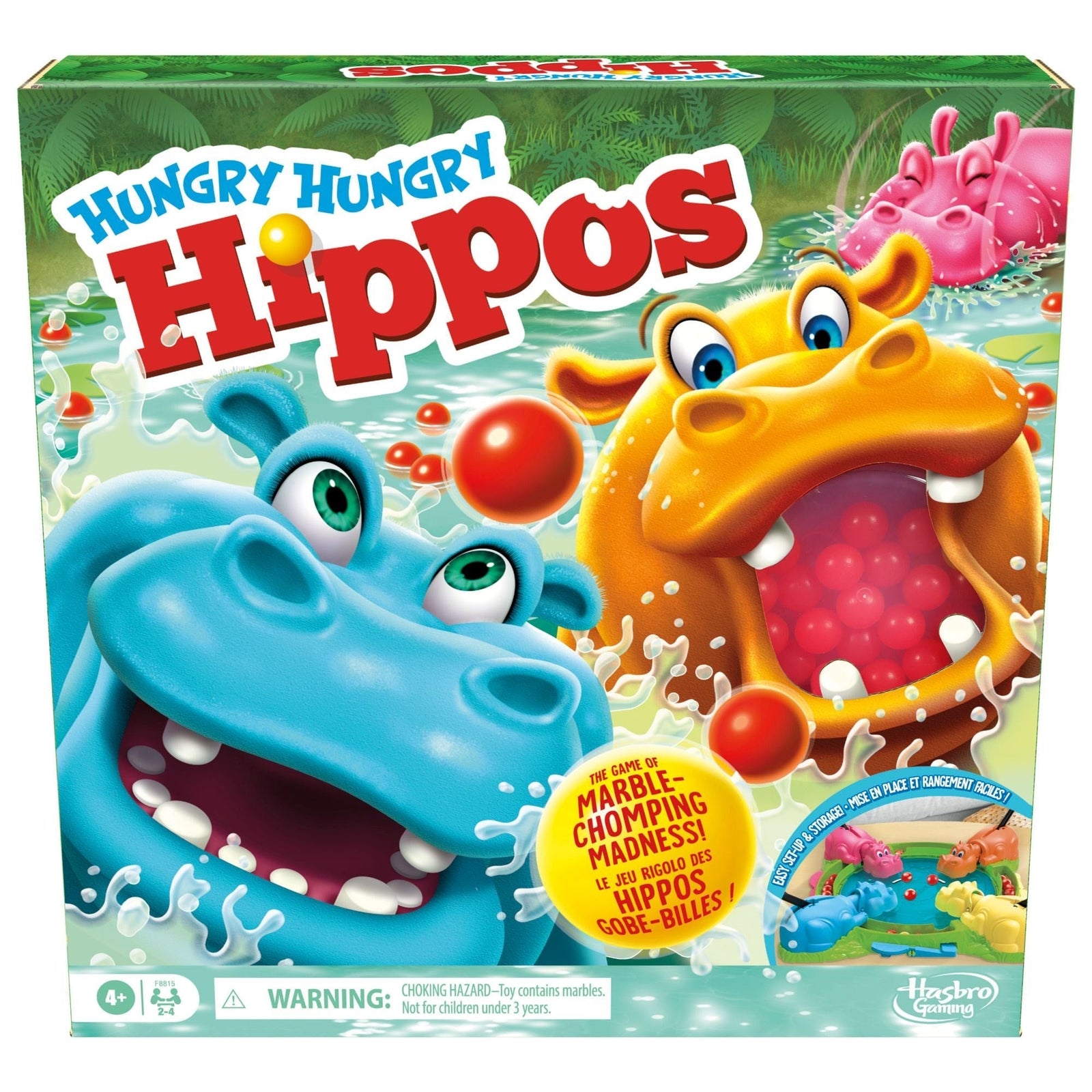 Hungry Hungry Hippos Classic Family Board Game, Bilingual, Ages 4+ M5P6 - product image 1