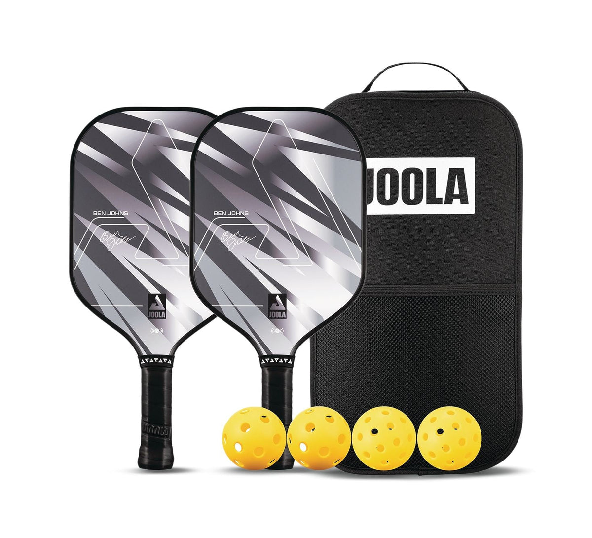 Ben Johns Silver Lightning 10mm Pickleball Paddle & Indoor/Outdoor Ball Set, Black G3Q6 - product image 1