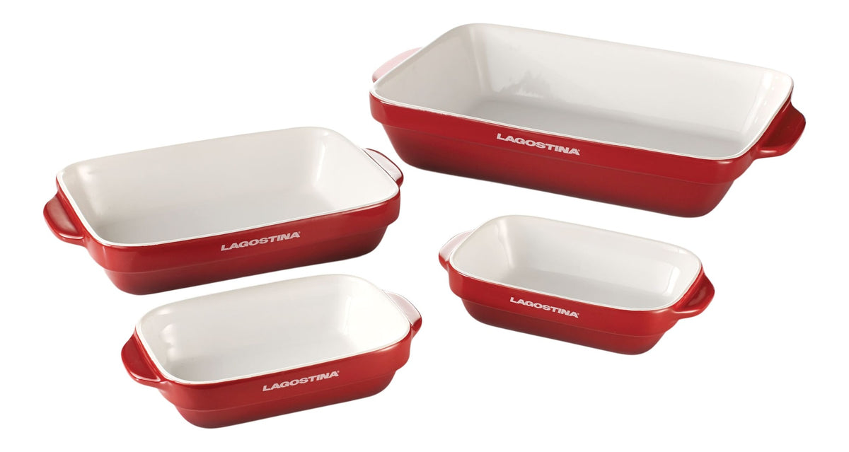 Ceramic Bakeware Set, Red, Assorted Sizes, 4-pc U2D5 - product image 1