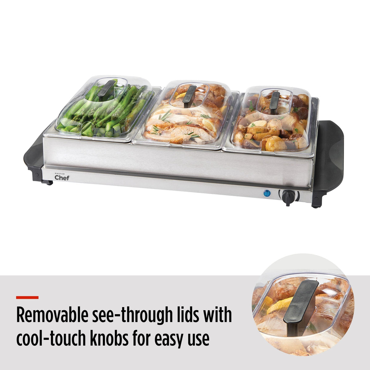 3-Tier Buffet Server/Food Warmer with Warming Tray, Stainless Steel, 300W N2F5 - product image 7