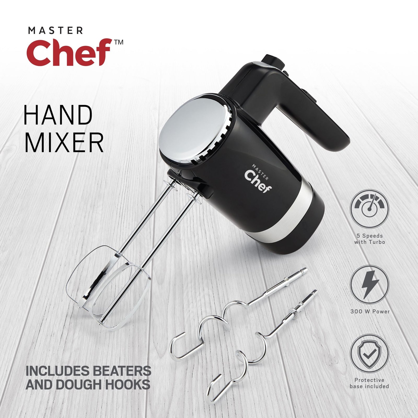 300W 5-Speed Electric Hand Mixer with Storage Base, Black U5B8 - product image 5