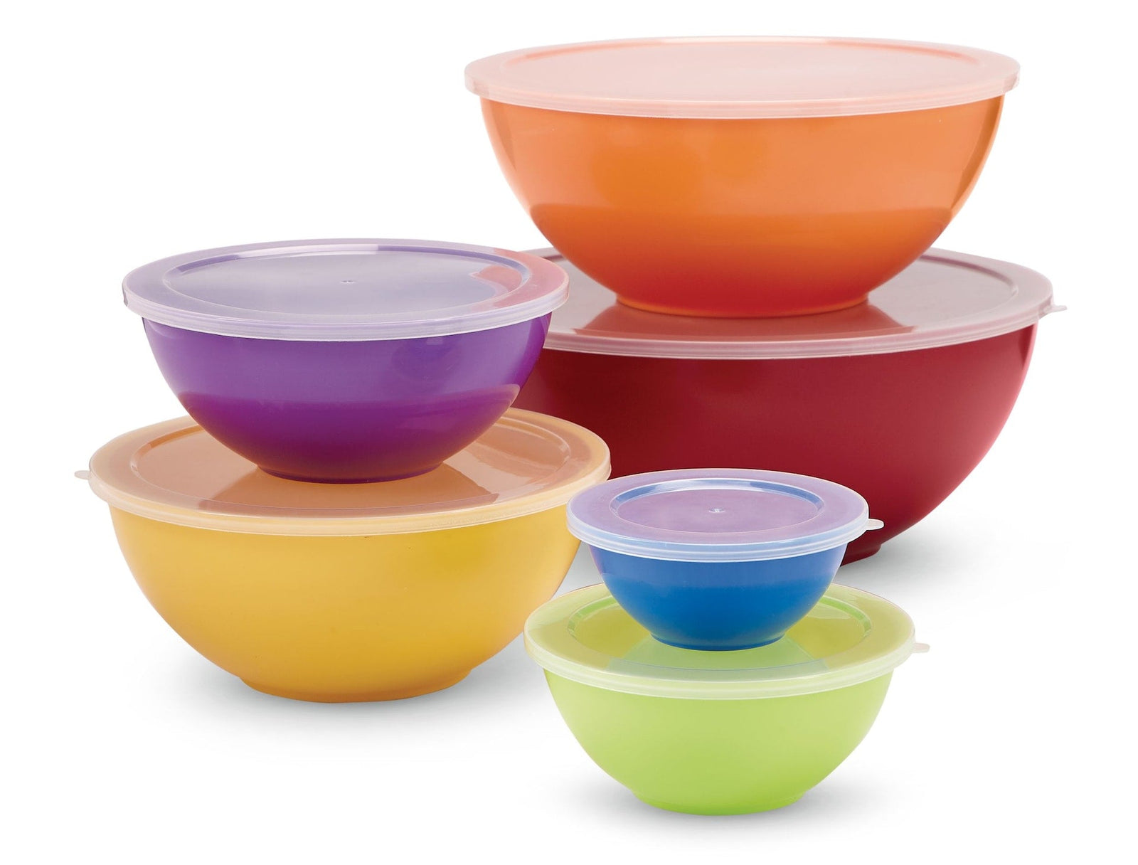 Plastic Mixing Bowl Set with Lids, Assorted Sizes, 6-pk I1S0 - product image 1