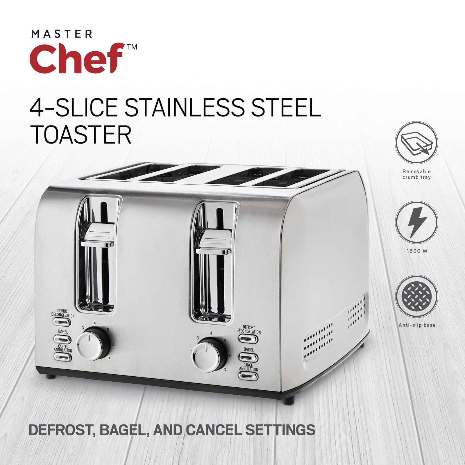 Stainless Steel Toaster with 3 Settings, 4-Slice N3J0 - product image 5