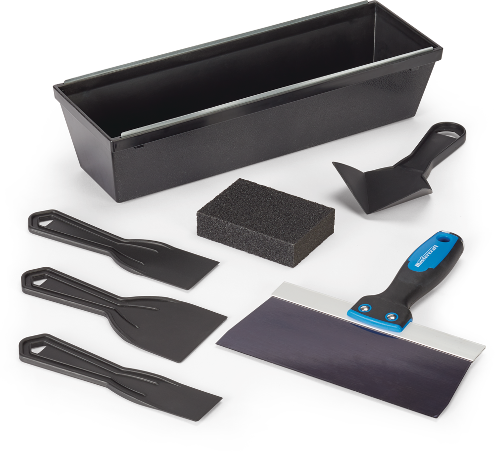 DIY Drywall Set with Mud Pan, Taping Knife, Corner Tool, Putty Knife & Sponge, 7-pc U5D7 - product image 1