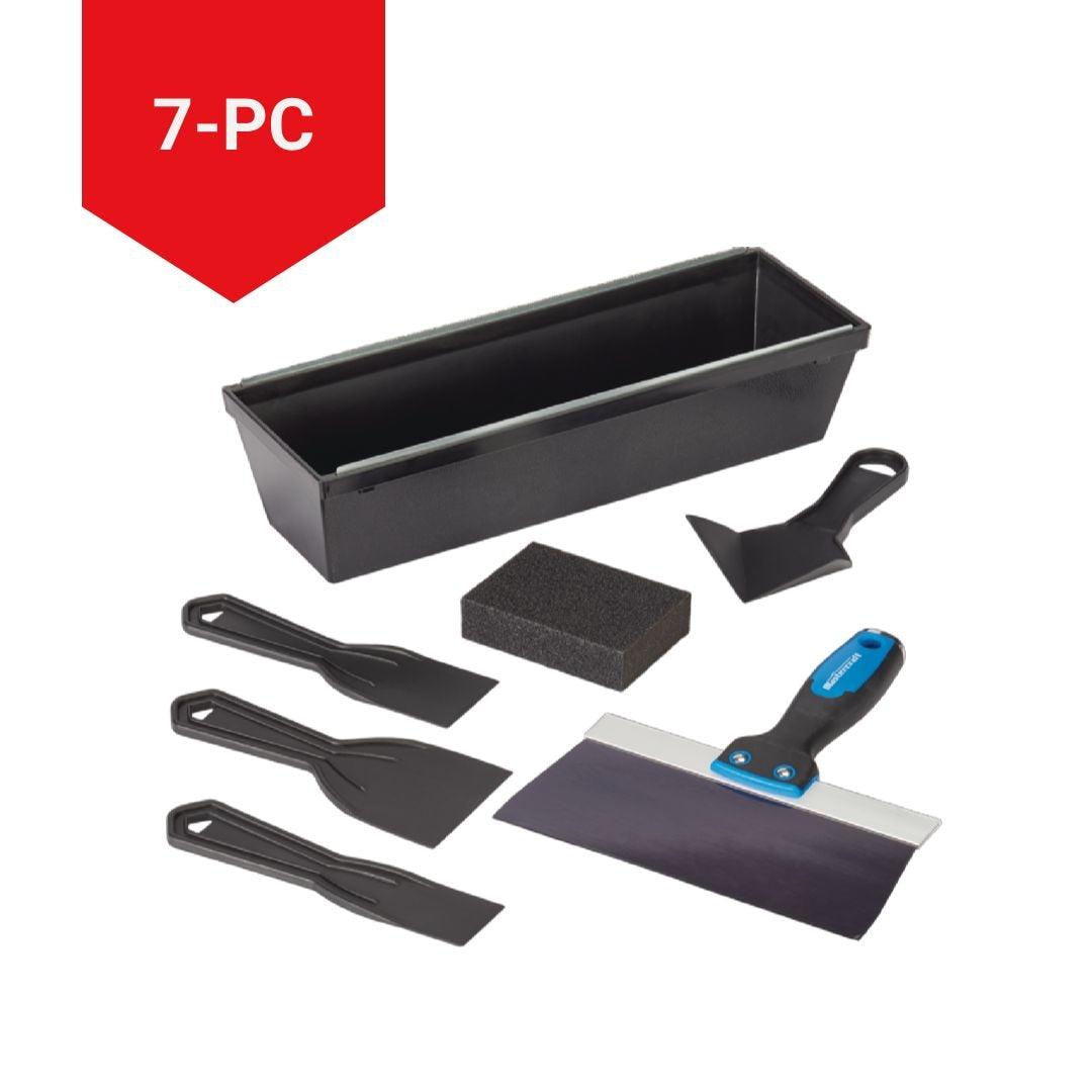 DIY Drywall Set with Mud Pan, Taping Knife, Corner Tool, Putty Knife & Sponge, 7-pc U5D7 - product image 2