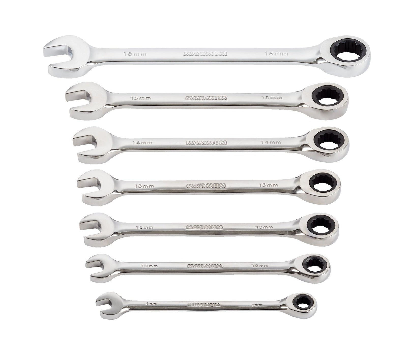 Ratcheting Wrench Set, Metric, Nickel-Chrome Plating, 7-pc X4I7 - product image 1