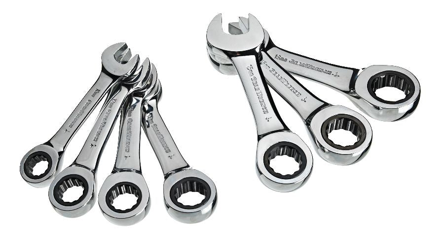 Stubby Ratcheting Wrench Set, Metric, Nickel-Chrome Plating, 7-pc Q7S5 - product image 1