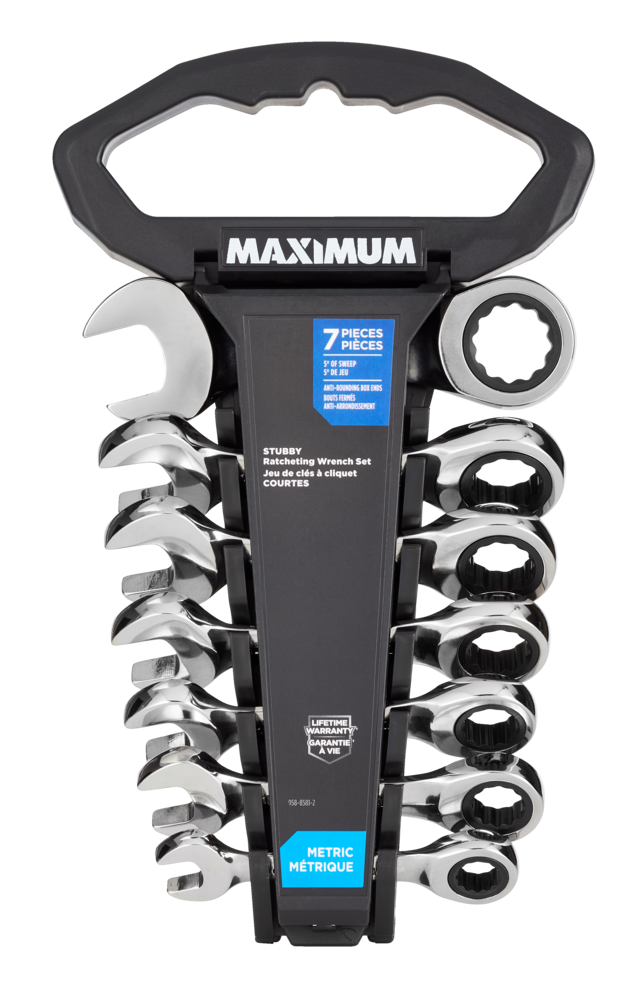 Stubby Ratcheting Wrench Set, Metric, Nickel-Chrome Plating, 7-pc Q7S5 - product image 3