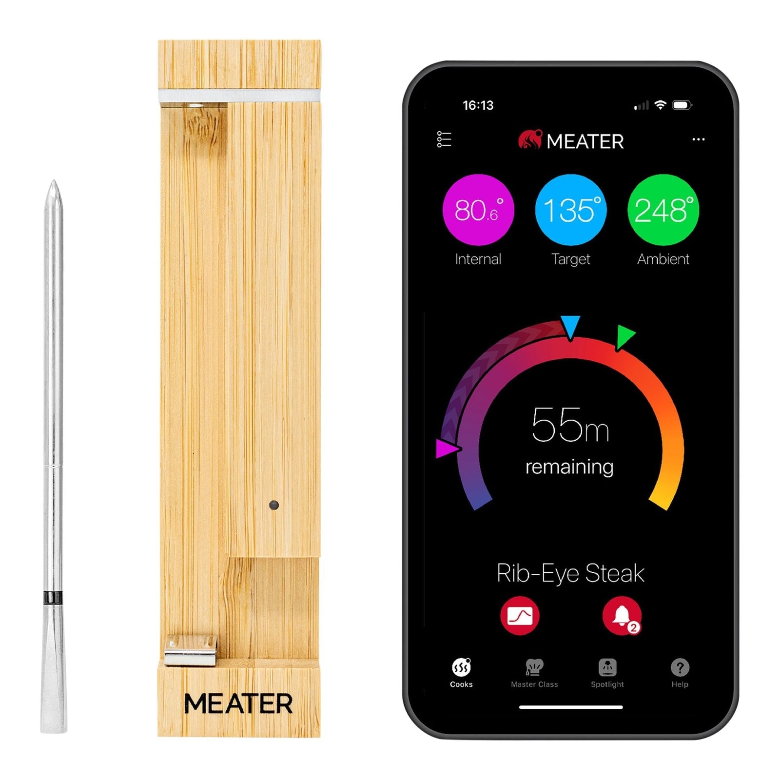 2 Plus Wireless BBQ Food & Meat Thermometer with Bluetooth, Silver B1Z7 - product image 1