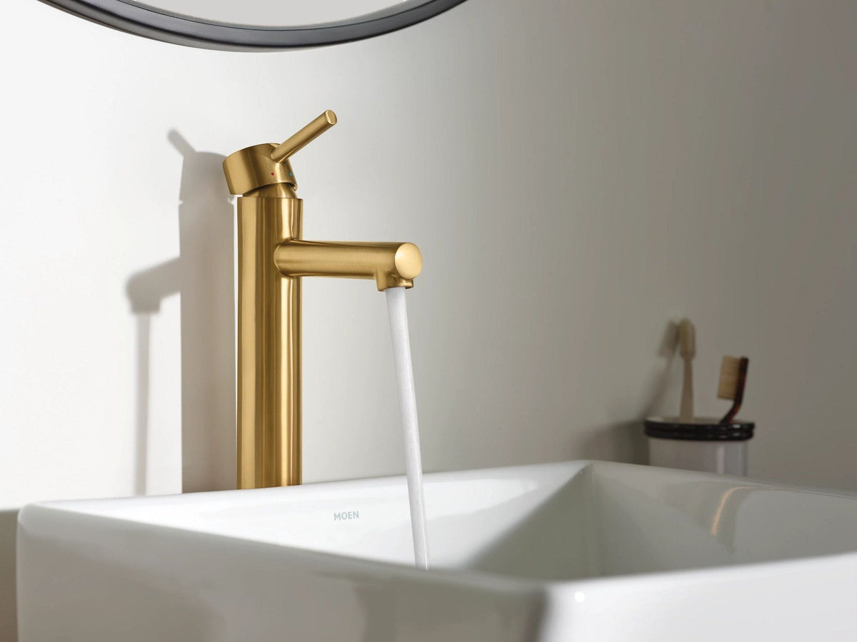 Align Single Handle High Arc Vessel Single Hole Bathroom Sink Faucet, WaterSense Certified, Brushed Gold V0O5 - product image 4