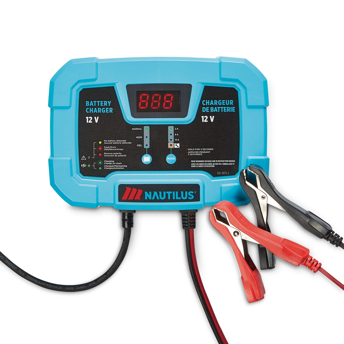 Nautilus Smart Battery Charger/Maintainer, 15/8/2-Amp, 12V F9M0 - product image 1