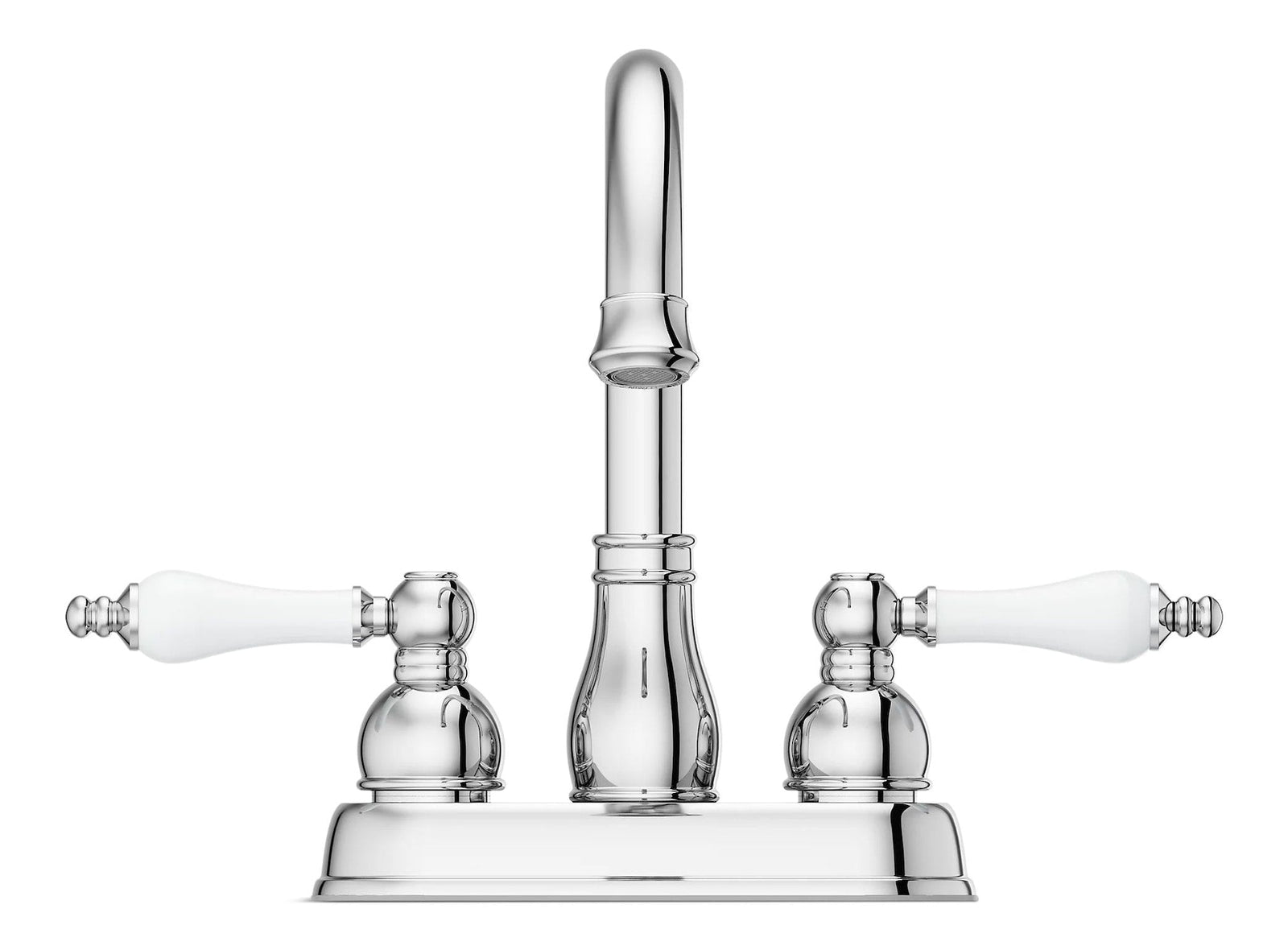 Henlow Double Handle High Arc 4-in Centreset Bathroom Sink Faucet, Push & Seal Drain, Polished Chrome B3A1 - product image 1