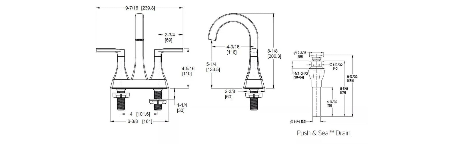 Vaneri 4-in Centreset Bath Faucet, Stainless Steel R0G4 - product image 5