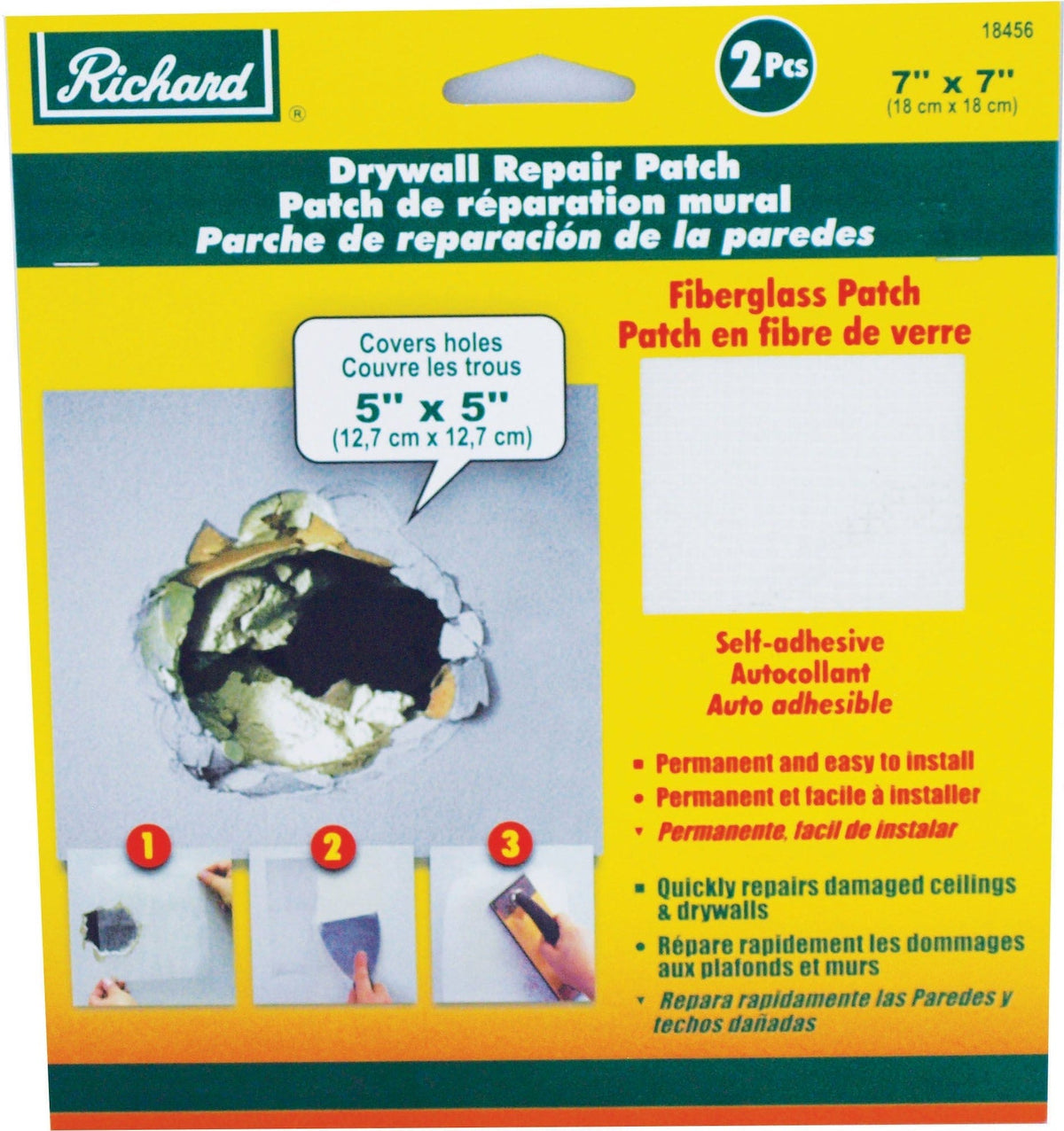 Permanent Self-Adhesive Fibreglass Mesh Drywall Repair Patch Tape, 7 x 7-in, 2-pk P4I3 - product image 1