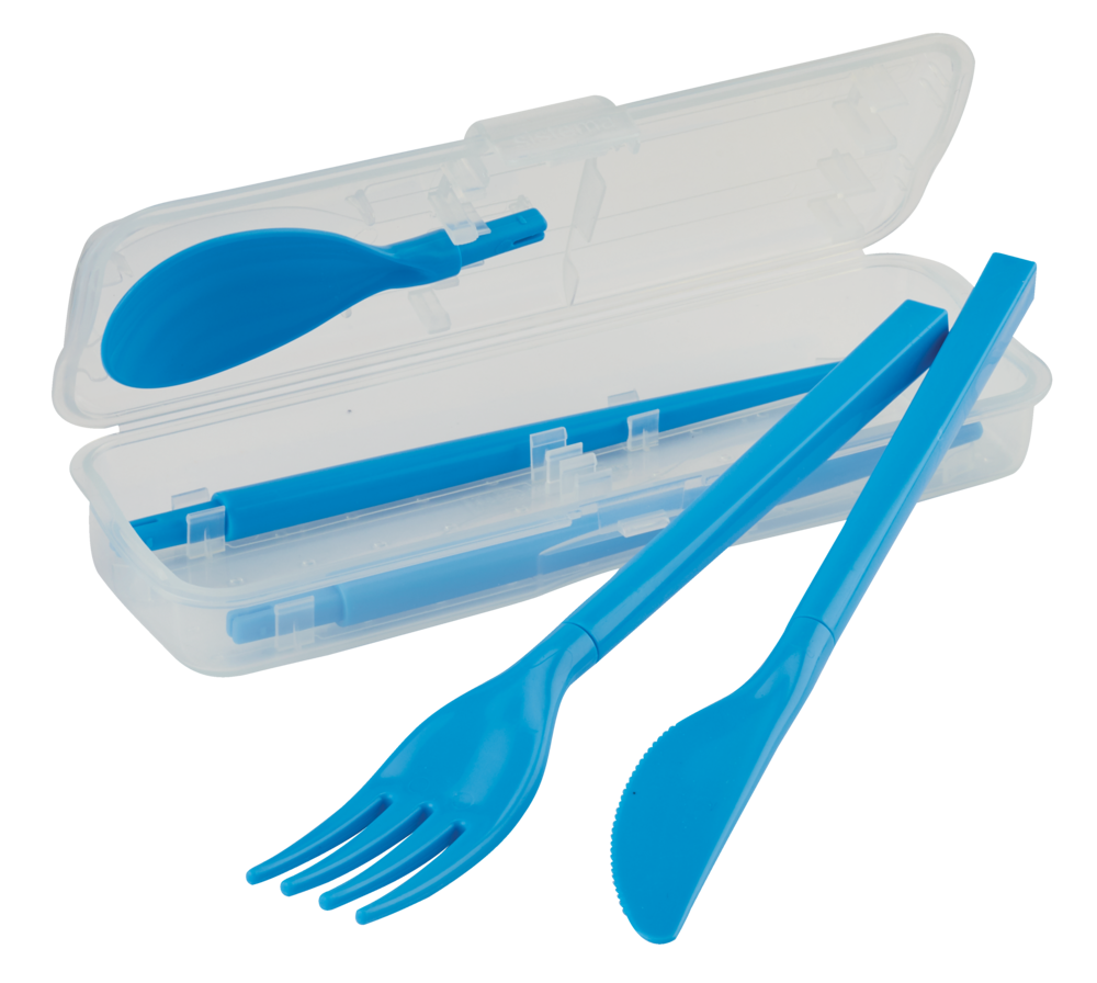 Cutlery Set To Go, Modular Travel Plastic Cutlery Set with Knife, Fork, Spoon, Chopsticks and Case E4M2 - product image 1