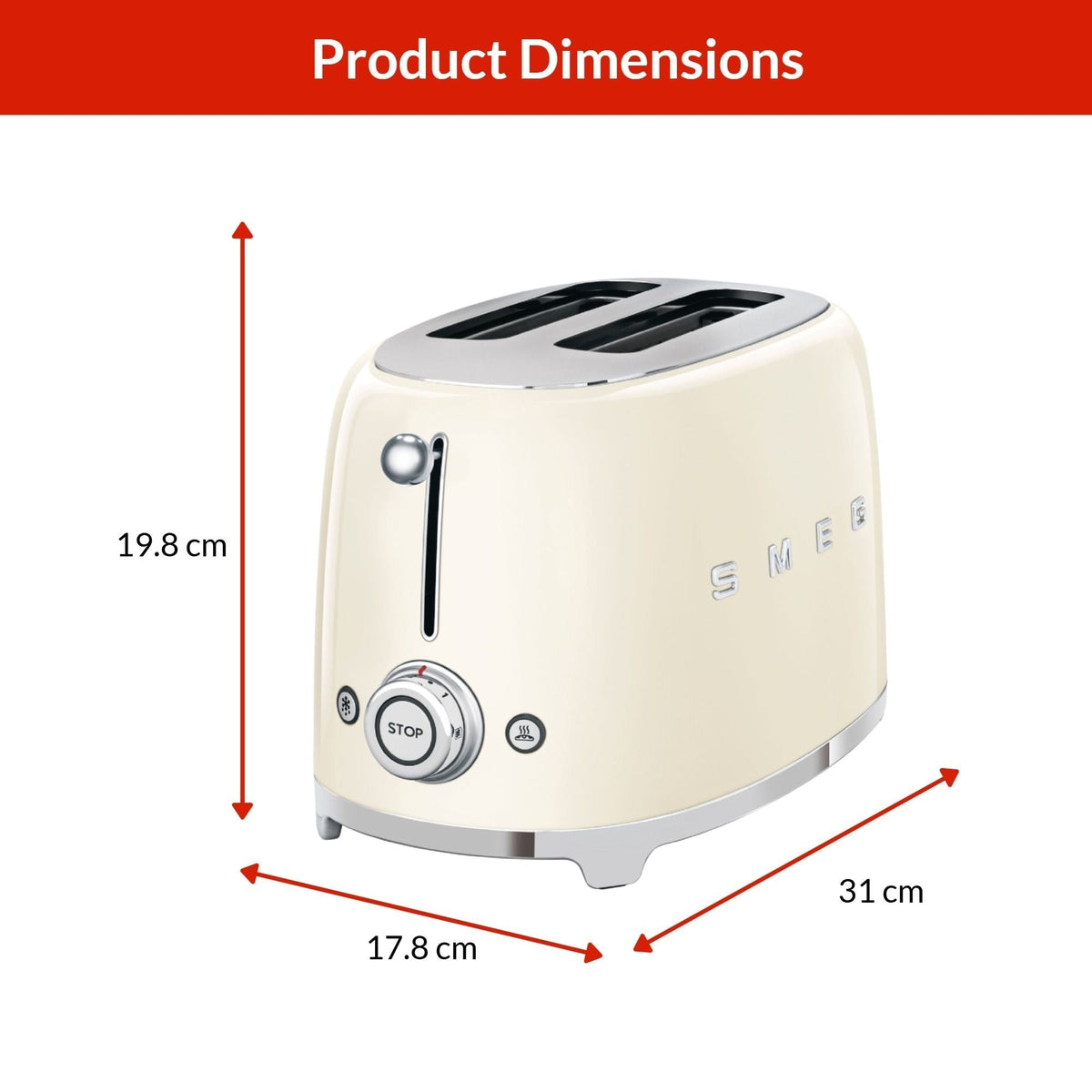 50's Retro 2-Slice Toaster, Cream A5R1 - product image 5