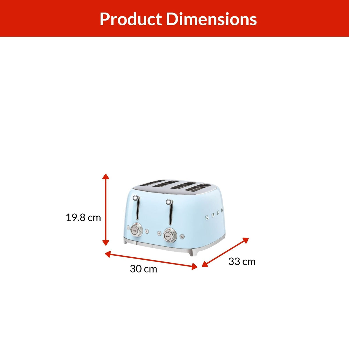 50s Retro Style Wide Slot Pop-up Toaster, 4-Slice, Pastel Blue O3V2 - product image 7