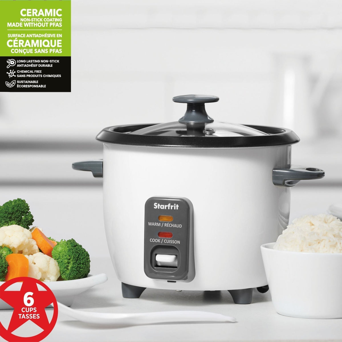 300W 6-Cup White Rice Cooker with Steam Basket C1C5 - product image 8