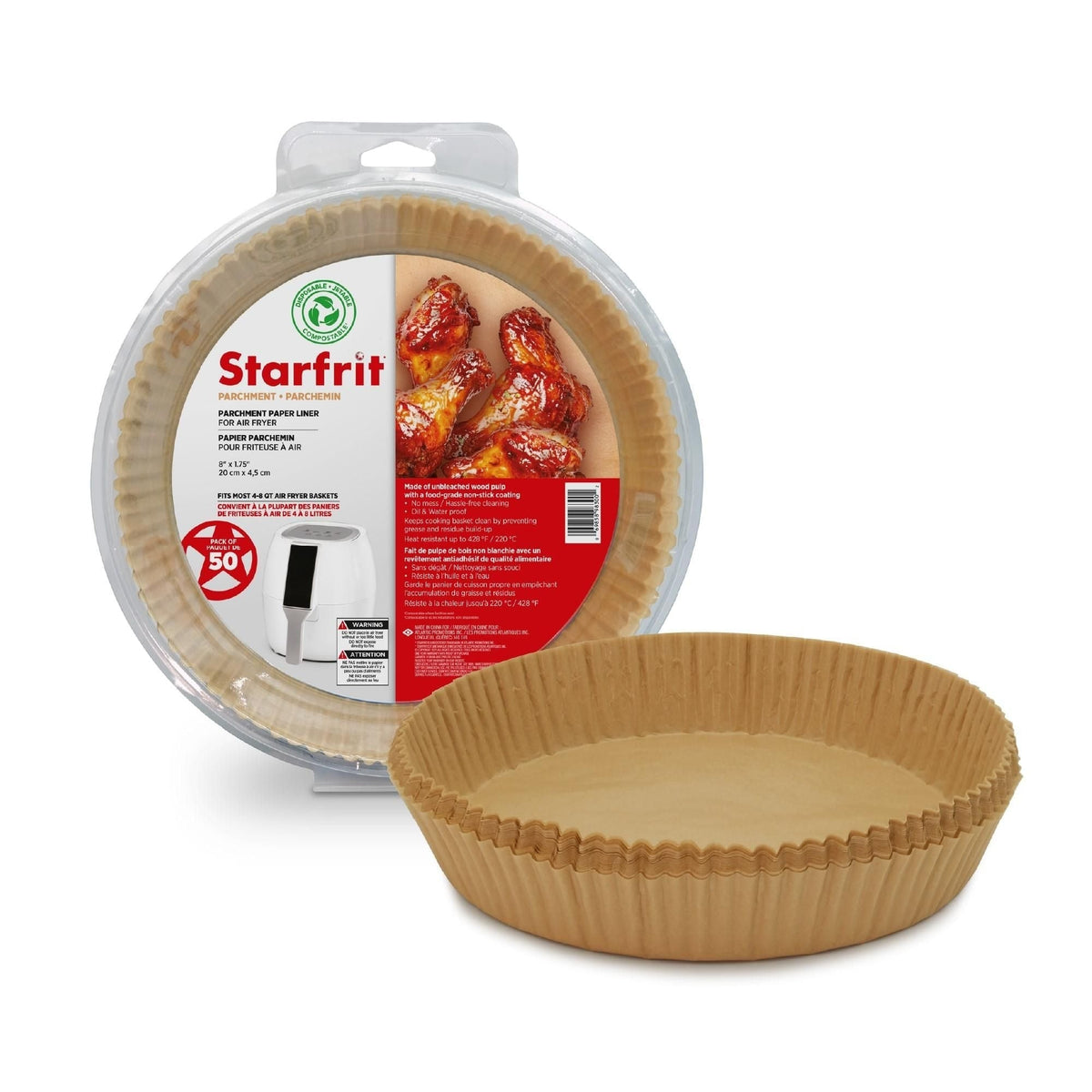 Round Non-Stick Parchment Paper Air Fryer Liner, 50-pk B5T8 - product image 2