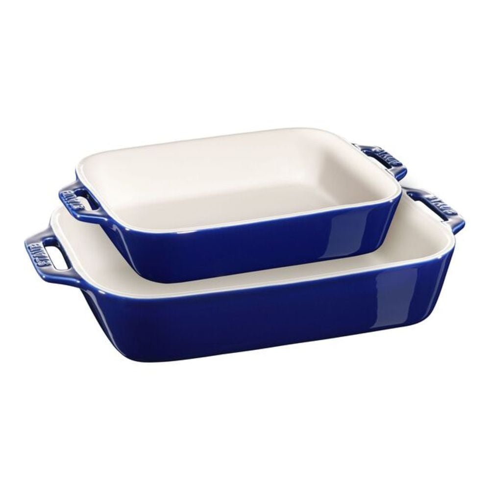 Nestable Dark Blue Non-Stick Ceramic Rectangular Baking Dish Set, 2-pc H4T2 - product image 1