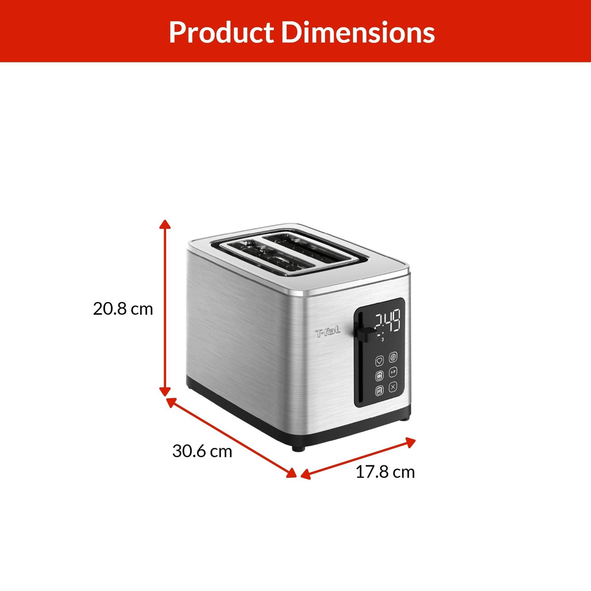2-Slice Stainless Steel Digital Toaster, Extra wide slots, 7 Browning levels R4O6 - product image 6