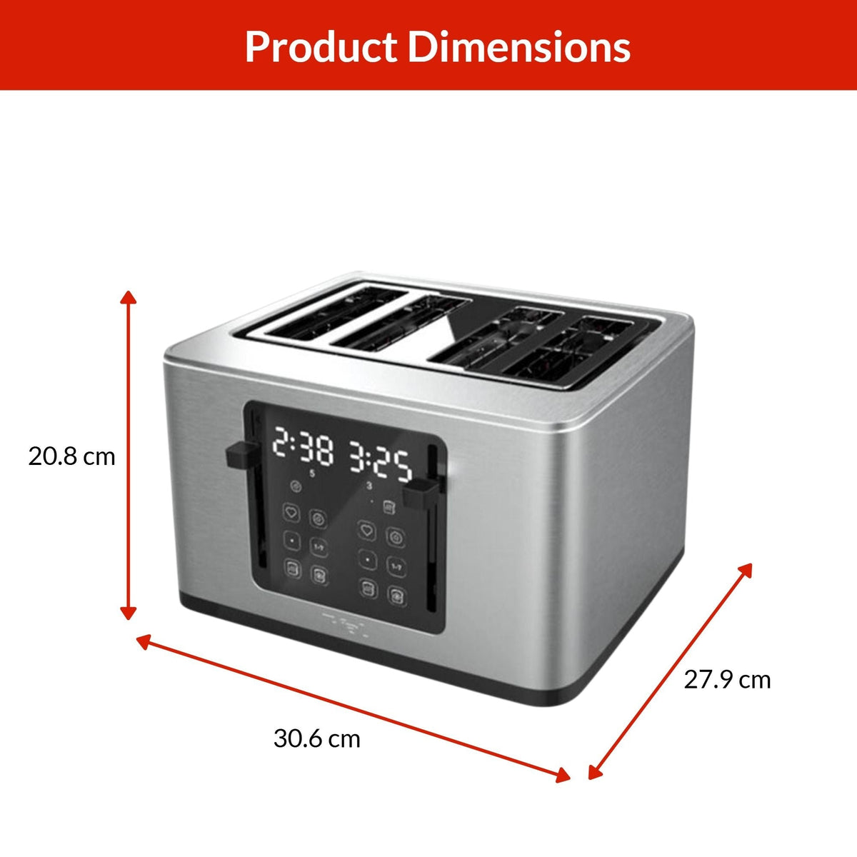 4-Slice Stainless Steel Digital Toaster, Extra wide slots, 7 Browning levels S1D1 - product image 3