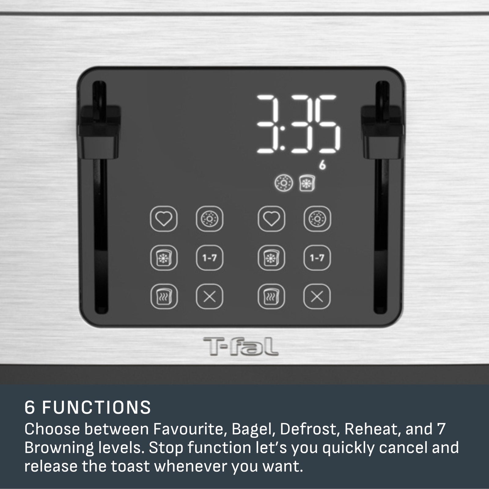 4-Slice Stainless Steel Digital Toaster, Extra wide slots, 7 Browning levels S1D1 - product image 4