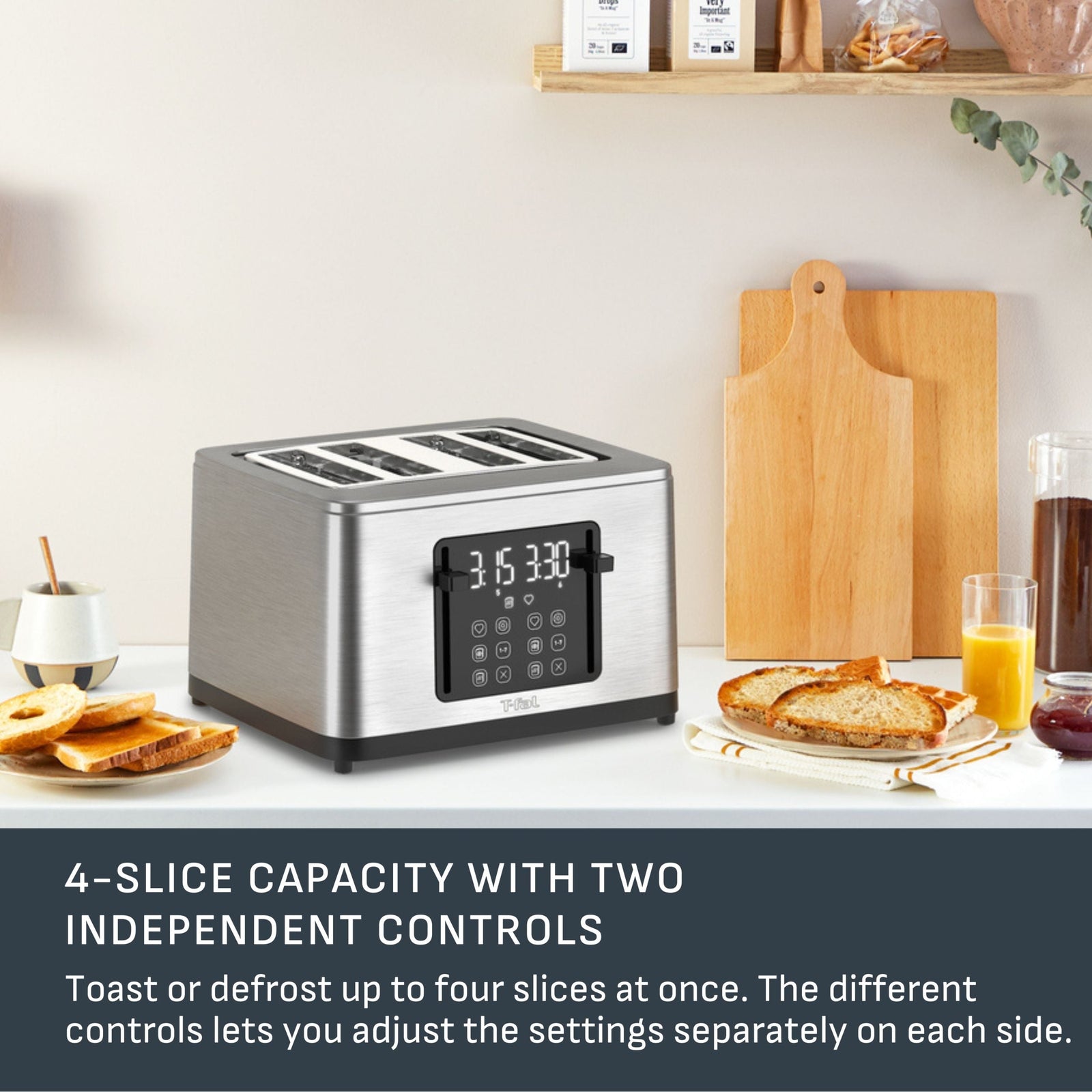 4-Slice Stainless Steel Digital Toaster, Extra wide slots, 7 Browning levels S1D1 - product image 5