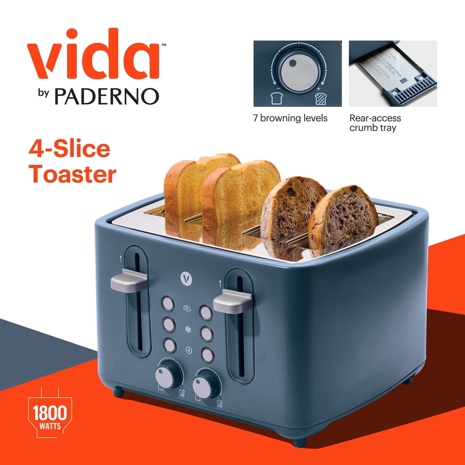 4-Slice Toaster with Extra-Wide Slots, Bluefin B6O7 - product image 3