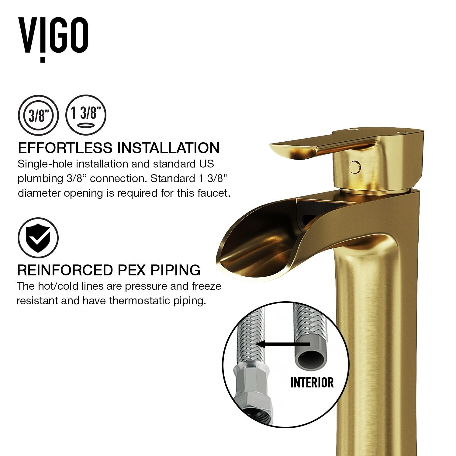Niko Single Handle Single-Hole Bathroom Vessel Faucet in Matte Brushed Gold Q5C3 - product image 7