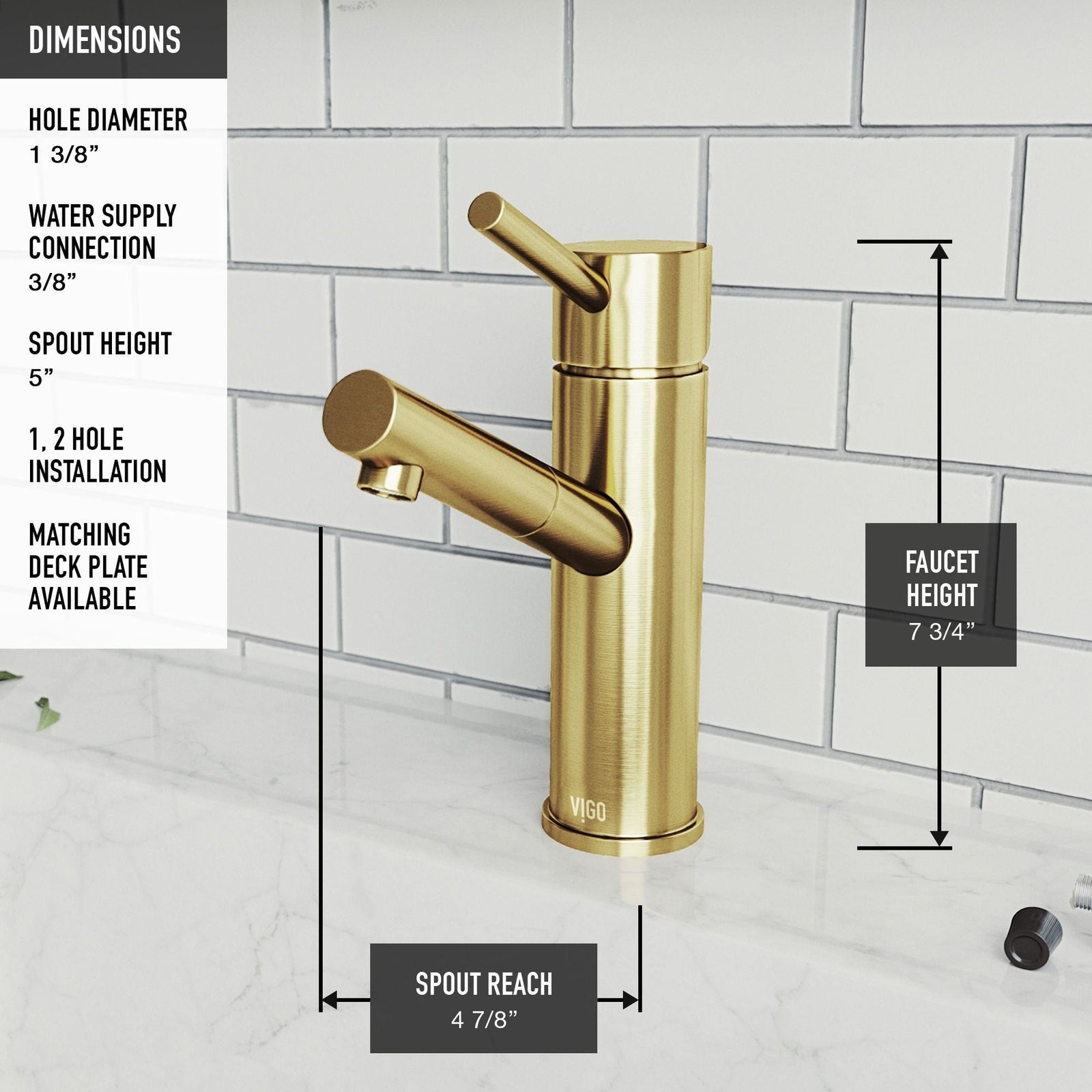 Noma Single Handle Single Hole Bathroom Sink Faucet, WaterSense Certified, Matte Gold I8Q0 - product image 5