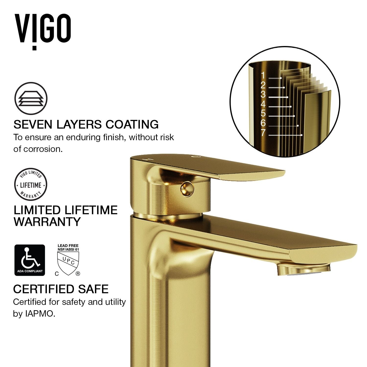 Norfolk Single Handle Vessel Single Hole Bathroom Sink Faucet, Matte Gold Q6Q3 - product image 8
