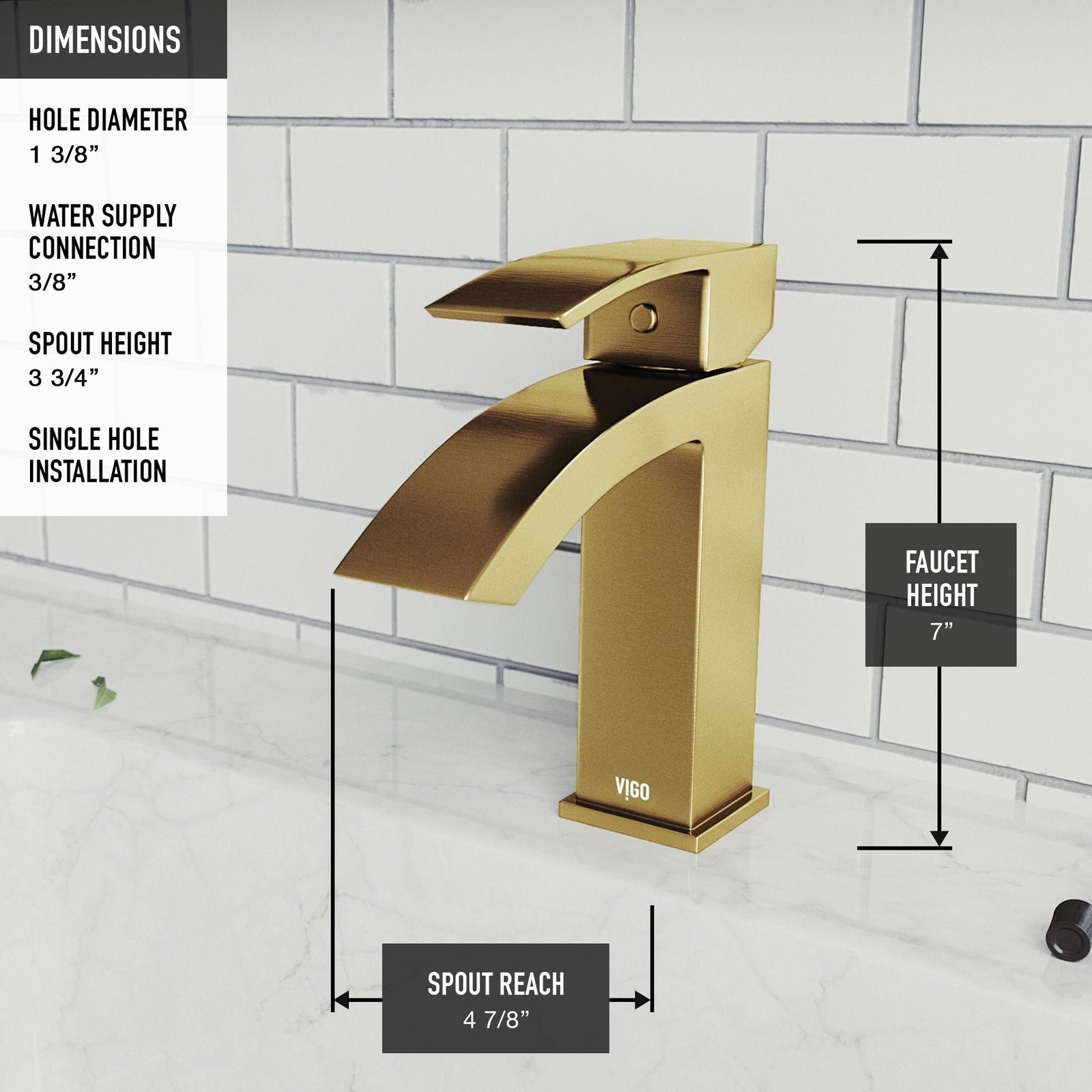 Satro Single Handle Single Hole Bathroom Sink Faucet, WaterSense Certified, Matte Gold M6T2 - product image 4