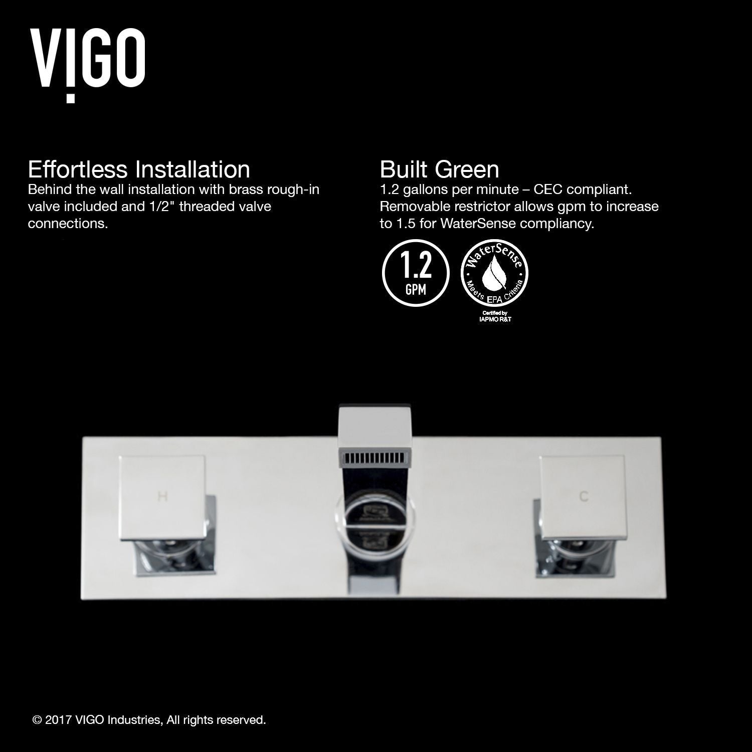 Titus Wall Mount Dual Handle Bathroom Sink Faucet, Eco-Friendly 1.2 GPM Flow Rate, Chrome Z1O3 - product image 2