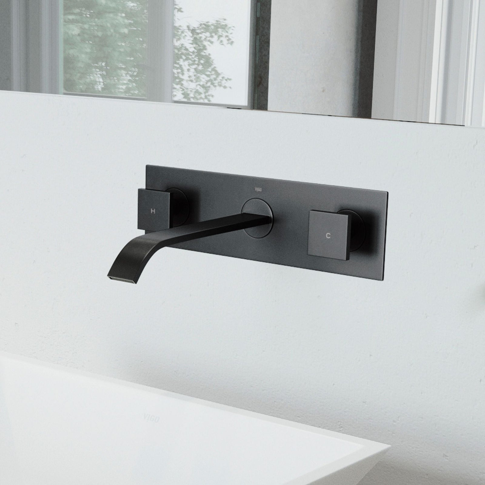 Titus Wall Mount Dual Handle Bathroom Sink Faucet, Eco-Friendly 1.2 GPM Flow Rate, Matte Black T2X8 - product image 8