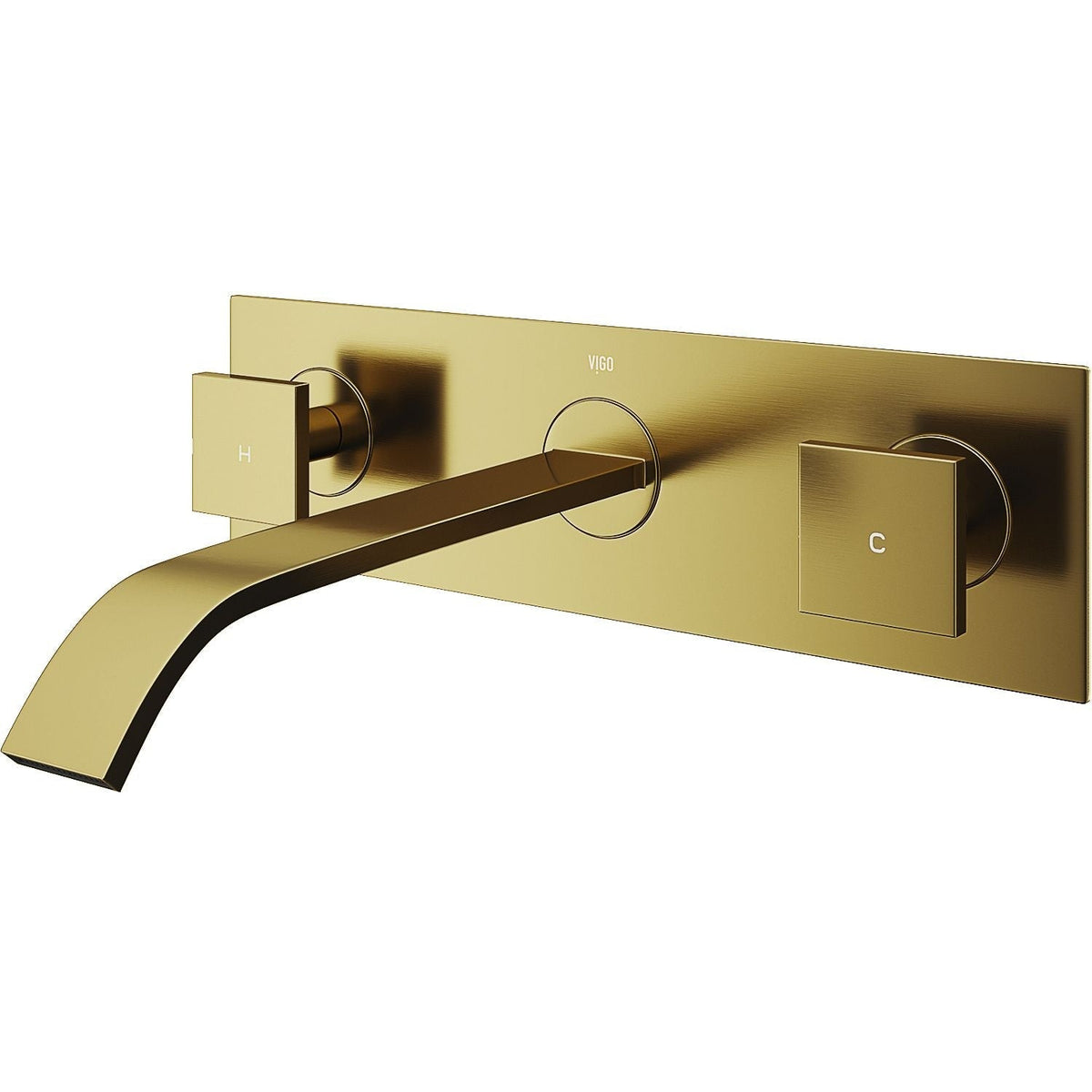 Titus Wall Mount Dual Handle Bathroom Sink Faucet, Eco-Friendly 1.2 GPM Flow Rate, Matte Brushed Gold P6V2 - product image 2