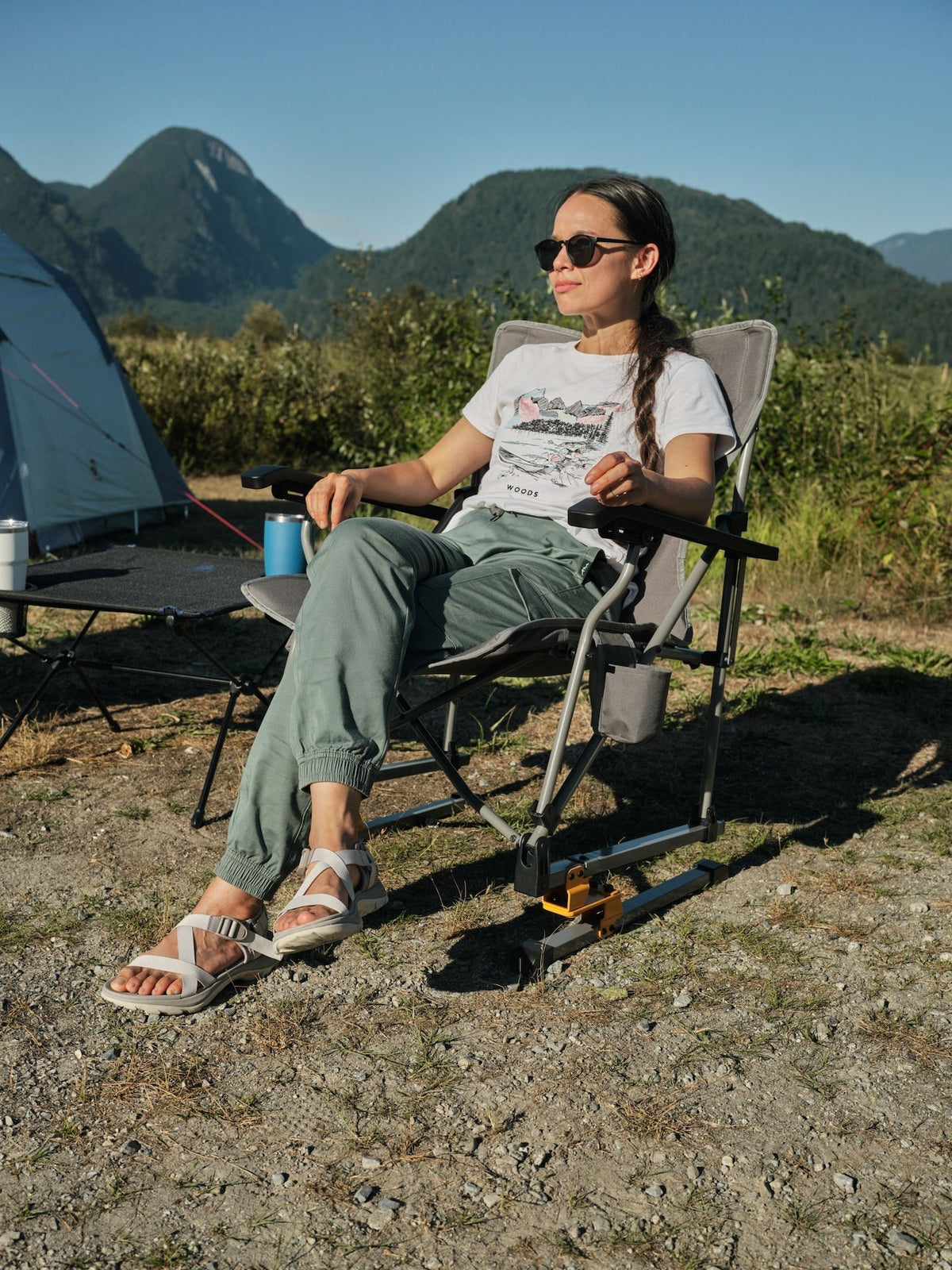 Bonavista Folding Camp Rocker Chair, Grey B9Z6 - product image 3