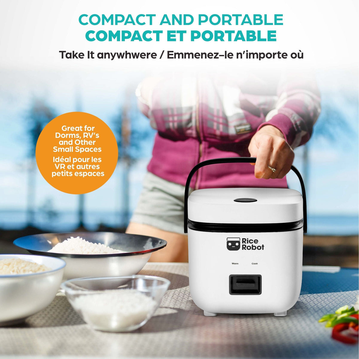 Ceramic Nonstick Rice Cooker, White, 1-qt T7X8 - product image 5