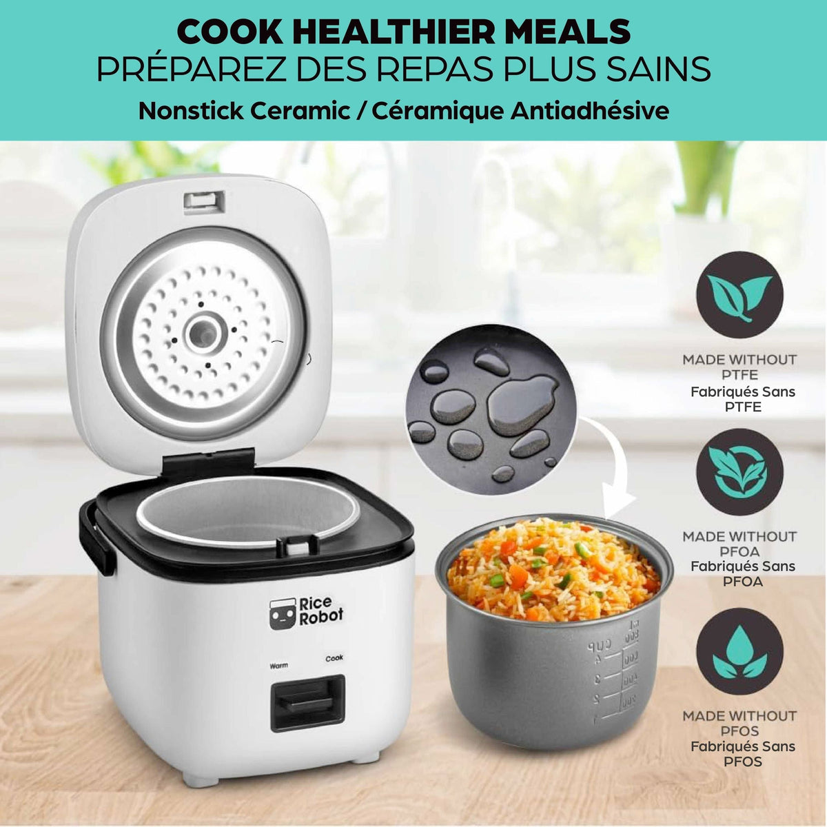 Nonstick Rice Cooker Robot, Large, 2-L Capacity I0F3 - product image 6